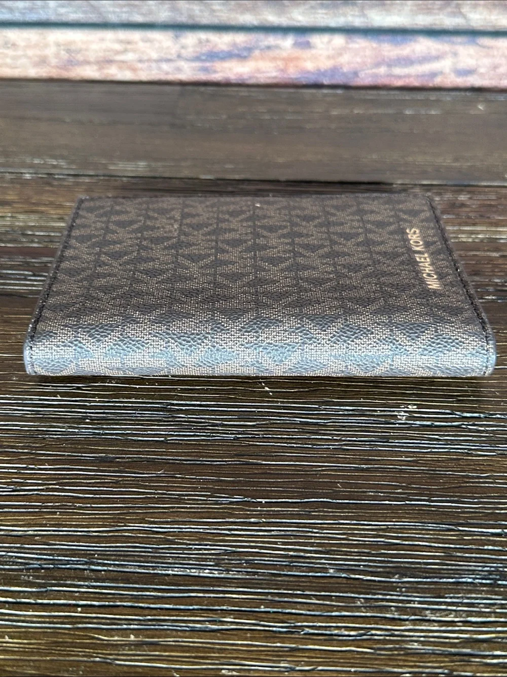 NWOT! Michael Kors Logo-Print Passport Card Holder in Dark Brown